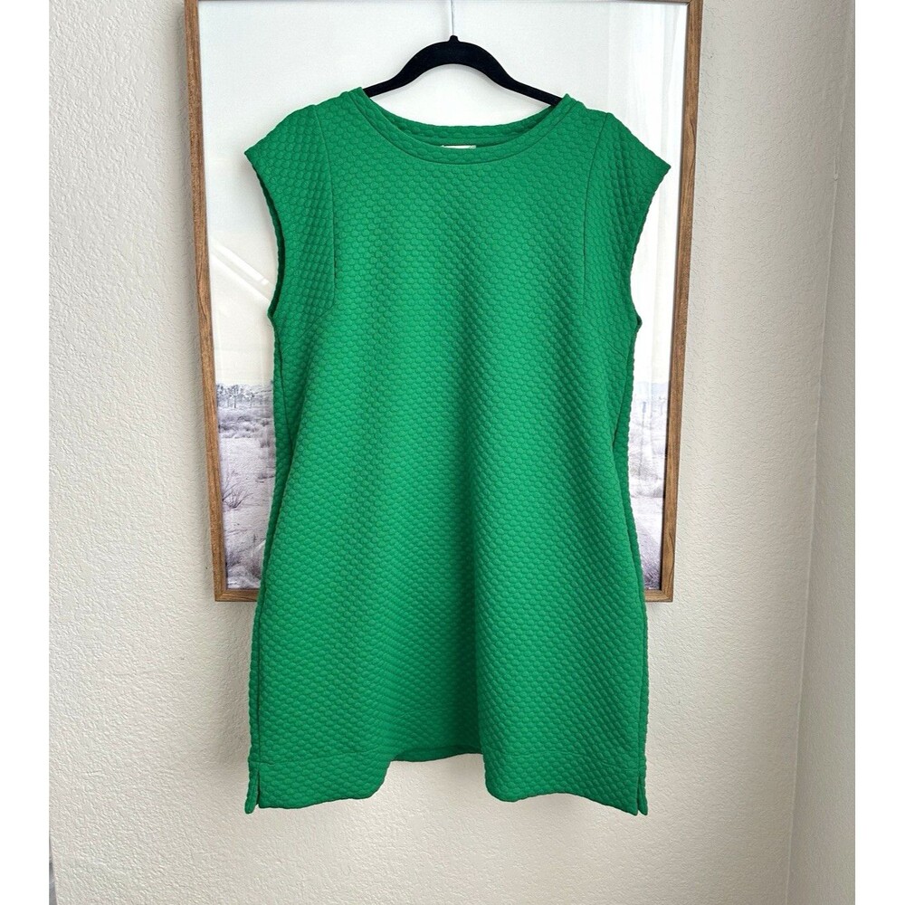 JODIFL Green Textured Shift Dress Mini Cap Sleeve Size M H10881
